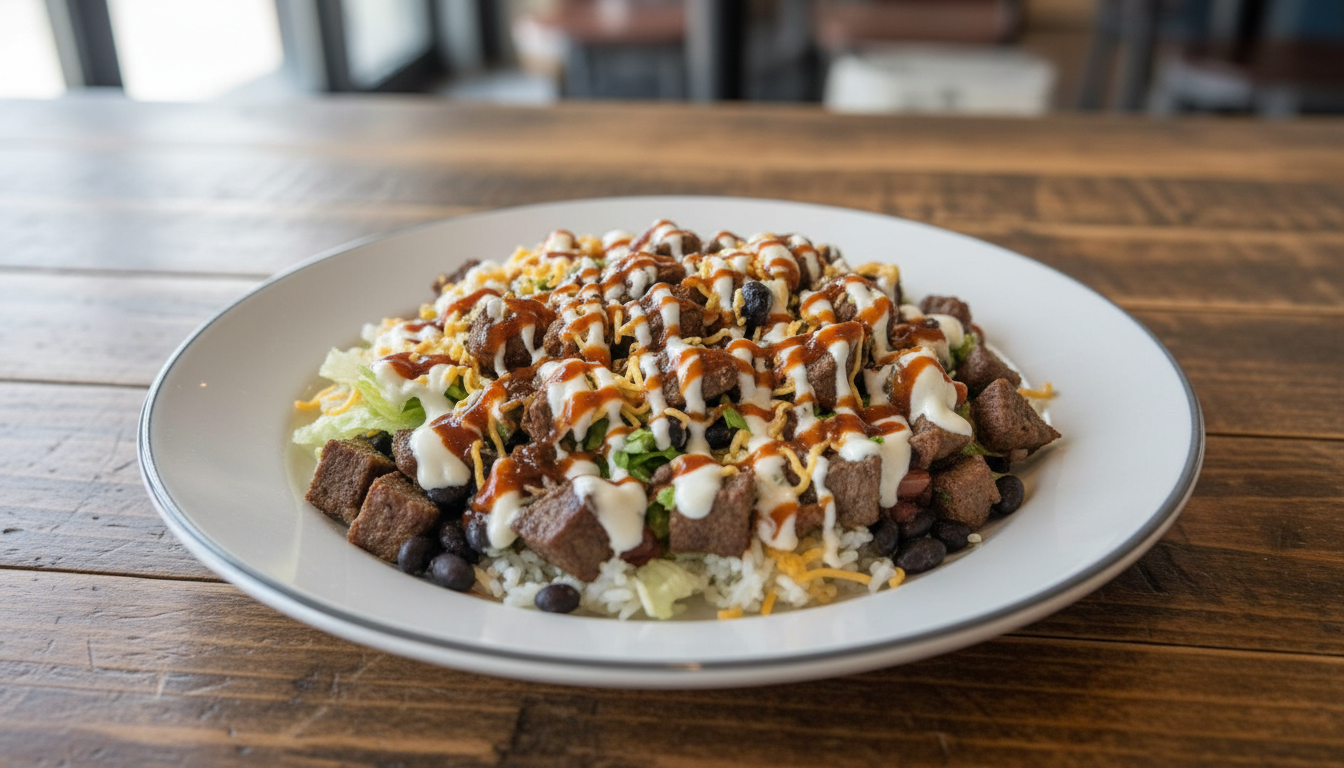 Loaded steak burrito bowl