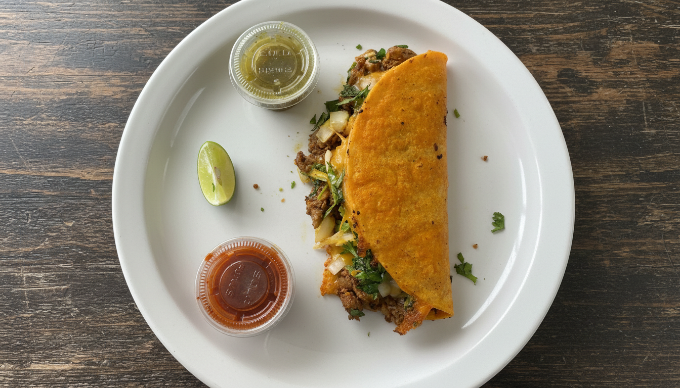 Quesabirria taco close-up